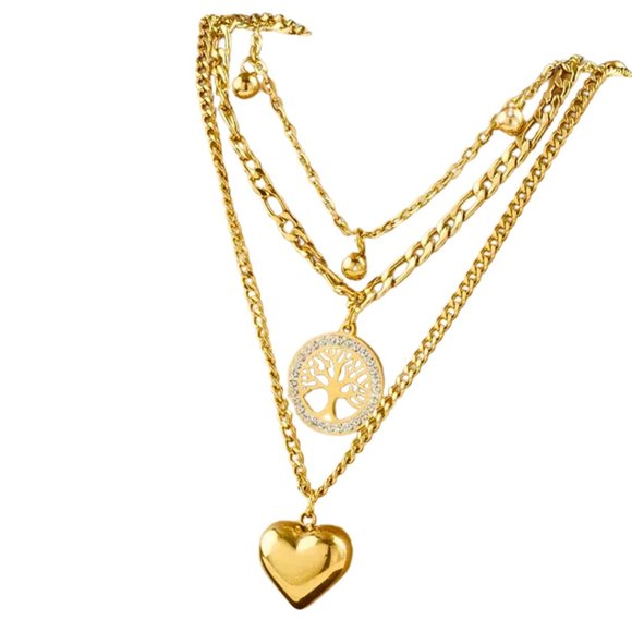 3 Layered Stainless Steel Necklace - Picture 1 of 2